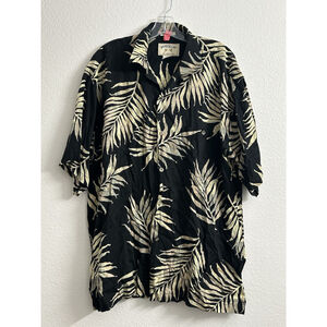 Bamboo Cay Shirt Short Sleeve Rayon Hawaiian Leafs Mens XL Black